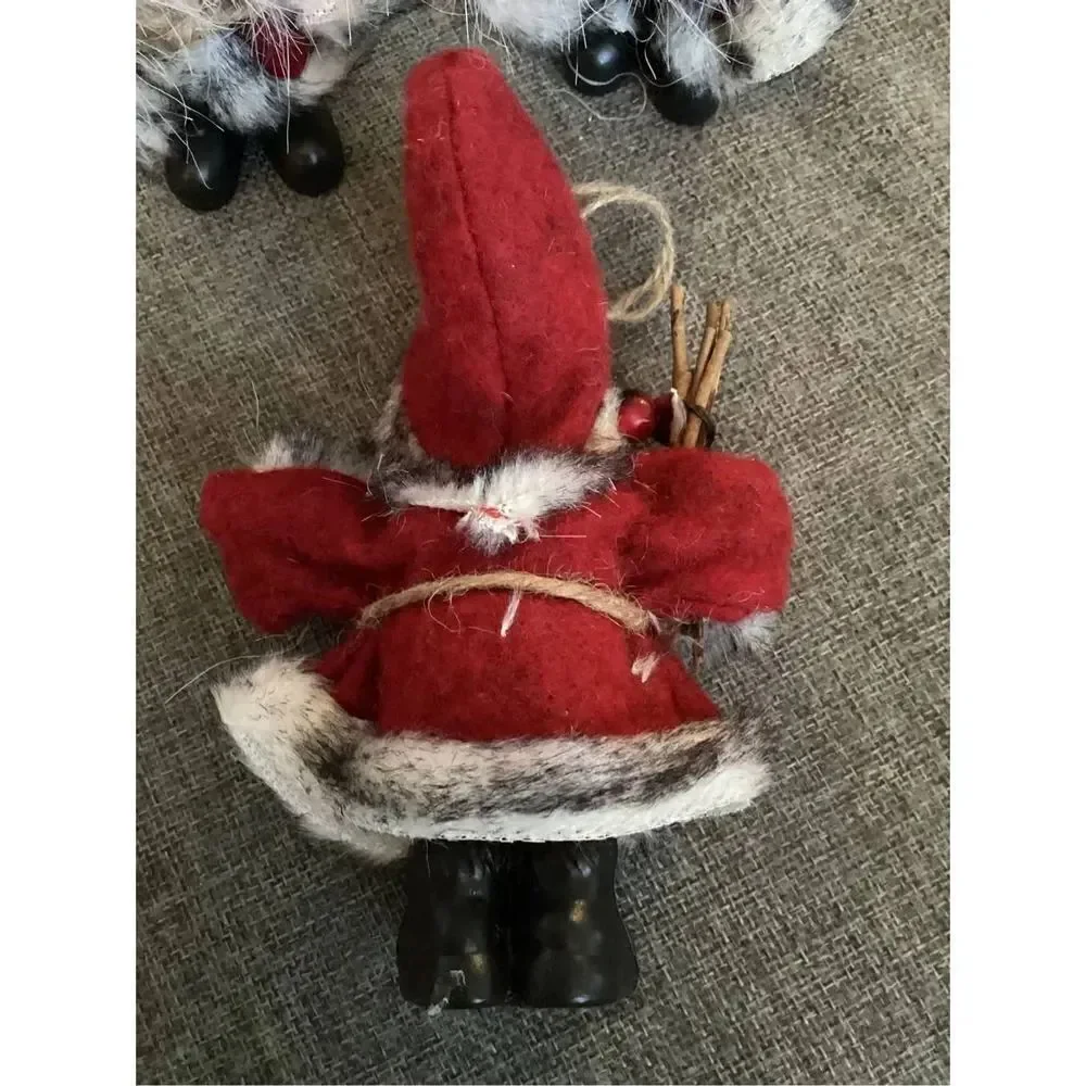 Set of 3 Plastic And Cloth Old World Santa Ornaments